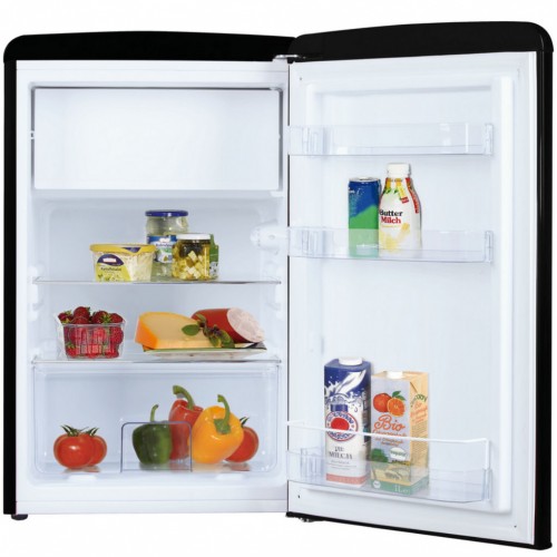 Kühlschrank mit Gefrierfach 88 cm Höhe Retro Design schwarz