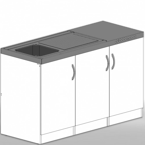 Singleküche aus Holz 150 cm ohne Kühlschrank