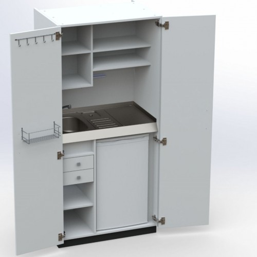 Schrankküche Büroküche mit Drehtüren PKD 100 cm breit