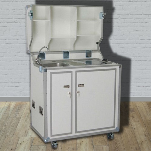 kitcase pro-art Kofferküche weiss matt - Die mobile Küche im Flightcase mit Rollen