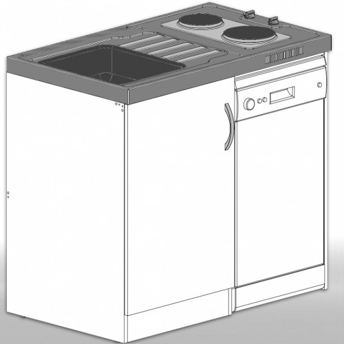 Singleküche Miniküche mit 45 cm Geschirrspülmaschine F