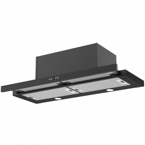 Flachschirmhaube 90 cm schwarz mit ausziehbarem Paneel Flachschirmhaube 90 cm schwarz mit ausziehbarem Paneel