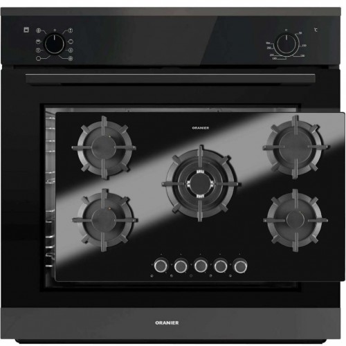 Einbaubackofen pureBlack mit Gas-Kochfeld 90cm 5-flammig