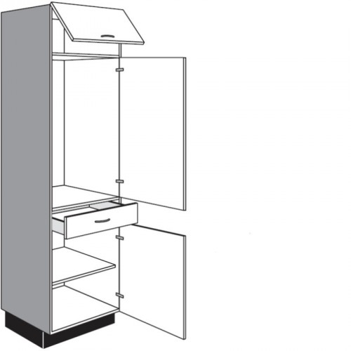 Seitenschrank für Einbaugeräte mit 1 Klappe und 1 Geräte-Drehtür