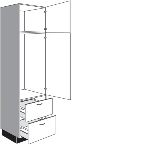 Seitenschrank für Einbaugeräte mit 1 Drehtür und 2 Auszüge