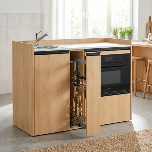 modulLINE ML 120F KO Miniküche aus Holz mit Mikrowellenofen und Auszug modulLINE ML 120F KO Miniküche aus Holz mit Mikrowellenofen und Auszug