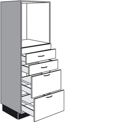 Highboard für Einbaugeräte mit 2 Auszüge und 2 Schubkästen