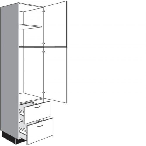 Hochschrank für Einbaugeräte mit 1 Drehtür und 2 Auszüge