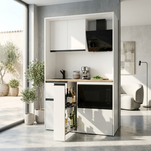 modulLINE ML 120F MA Schrankküche aus Holz mit Mikrowelle, 2 Auszüge und Dunstabzugshaube modulLINE ML 120F MA Schrankküche aus Holz mit Mikrowelle, 2 Auszüge und Dunstabzugshaube
