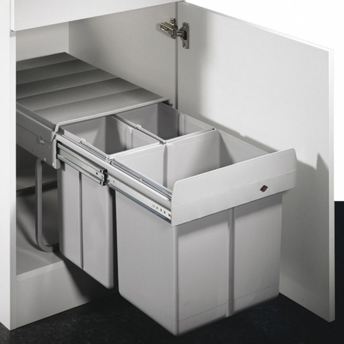 Hailo Mülleimer Küche, Einbau ab 45 cm Schrank, 2-fach Mülltrennung