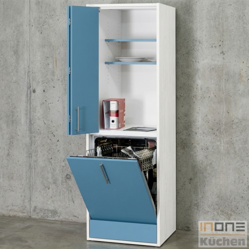 designLINE pro-art Beistellschrank hellblau-weiss mit Siemens Geschirrspüler designLINE pro-art Beistellschrank hellblau-weiss mit Siemens Geschirrspüler