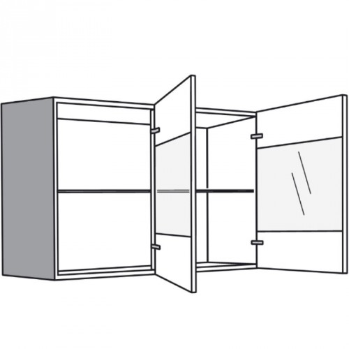 Hängeschrank mit 2 Glasdrehtüren rechts oder links angeschlagen