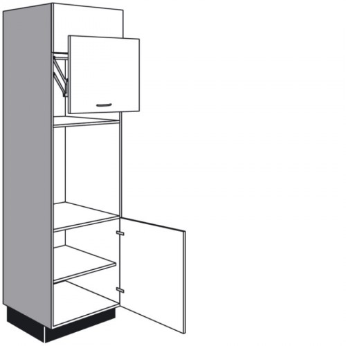 Seitenschrank für Einbaugeräte mit 1 Lifttür, 1 Drehtür und 1 Klappe