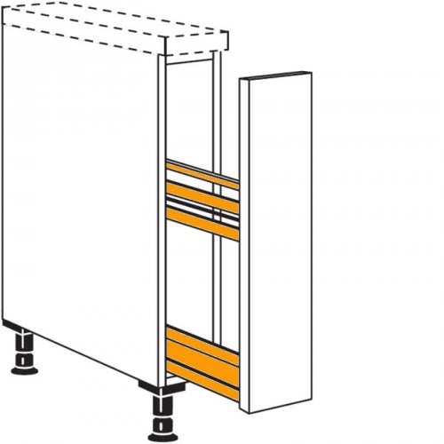 Auszugschrank mit durchgehender Front in 200 mm Breite