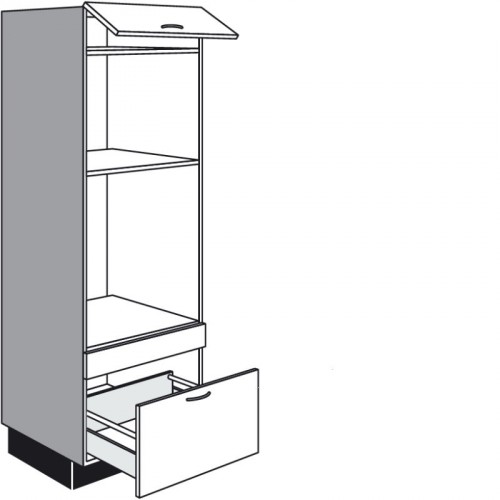 Highboard für Einbaugeräte mit 1 Auszug 1 Blende und 1 Klappe