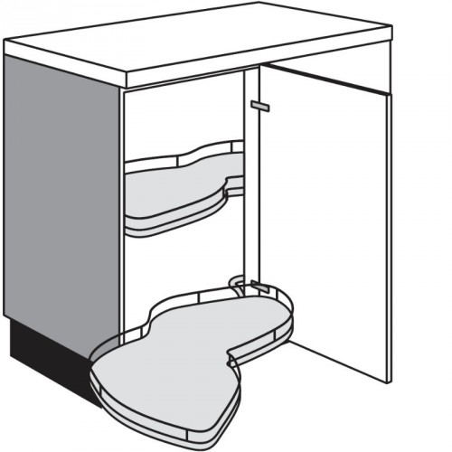 Eckunterschrank mit ausschwenkbare LeMans Drehböden voll 2