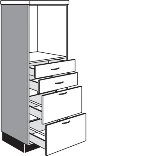 Highboardschrank für Einbaugeräte mit 2 Schubkästen und 2 Auszüge