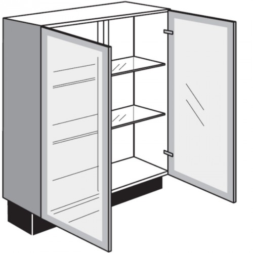 Vitrinen-Unterschrank mit 2 Glas-Drehtüren Vollglas