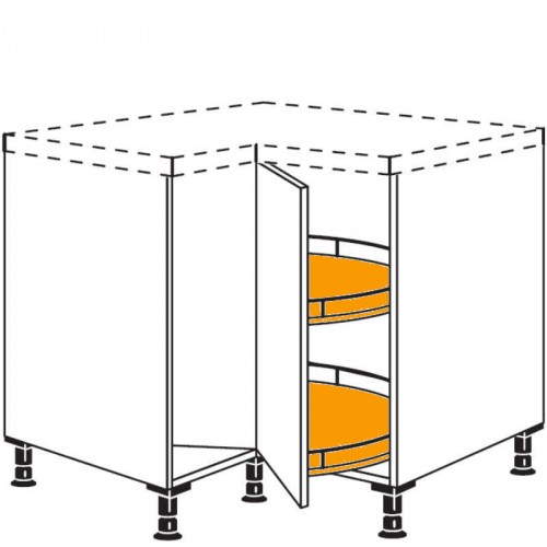 Karussell-Eckschrank mit 2 durchgehende Türen