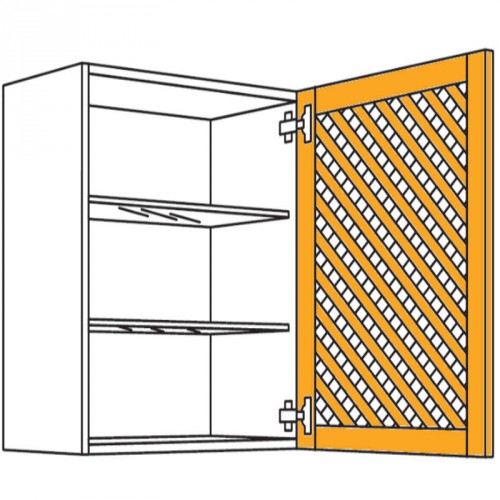 Landhaus Wandschrank mit Holzgittertür Eiche Massivholz