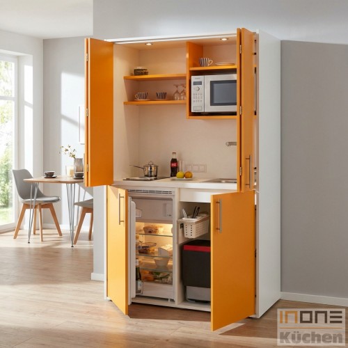 Schrankk&uuml;che 118 cm Pro-Art designLINE orange/weiss