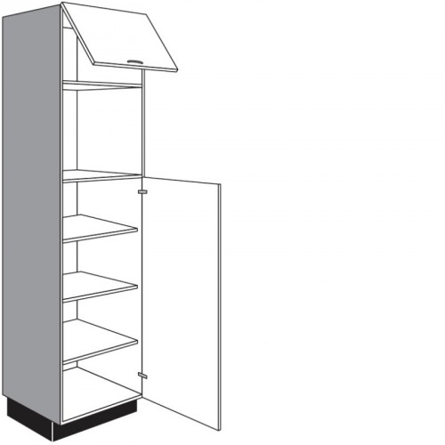 Seitenschrank für Einbaugeräte mit 1 Drehtür 1 Klappe und 2 verstellbare Fachböden