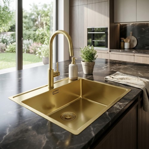 Einbausp&uuml;le New York PVD 50x40 mit Hahnlochbank