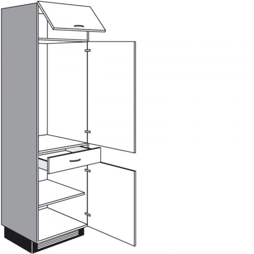 Seitenschrank für Geräte mit 3 Drehtüren und 1 Klappe