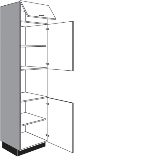 Hochschrank für Einbaugeräte mit 2 Drehtüren 1 Klappe und 2 verstellbare Fachböden