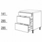 Unterschrank Auszugsschrank UA 45 mit 1 Schubkasten und 2 Auszügen [4/8]