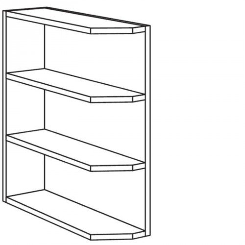 Abschlussregal, diagonal mit 2 feste Böden, freihängend