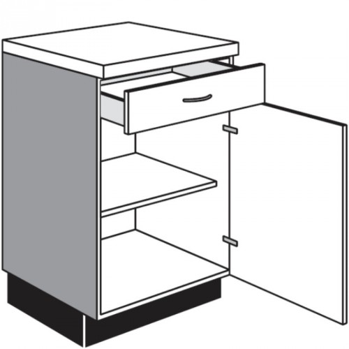 Vitrinen-Unterschrank mit 1 Drehtür und 1 Schubkasten