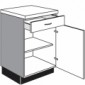 Vitrinen-Unterschrank mit 1 Drehtür und 1 Schubkasten [1/16]