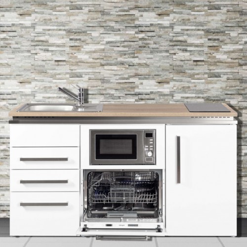 Studentenküche Designline 160 cm breit Mikrowelle, Geschirrspüler