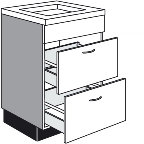 Unterschrank für Kochfeld mit 2 Auszügen