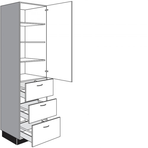 Seitenschrank für Geschirr mit 1 Drehtür und 3 Auszüge
