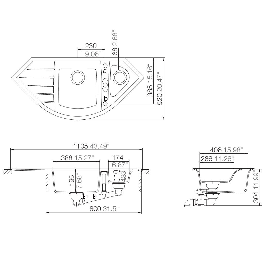 SCHOCK Genius C-150 Ein-/Unterbau Eckspüle