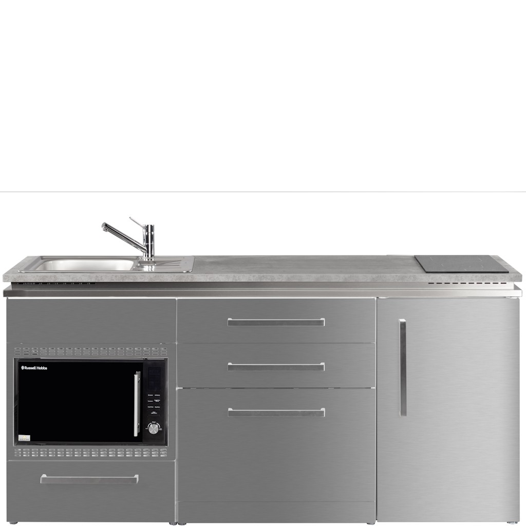 Miniküche 180 cm breit mit Mikrowellenofen u. Geschirrspüler