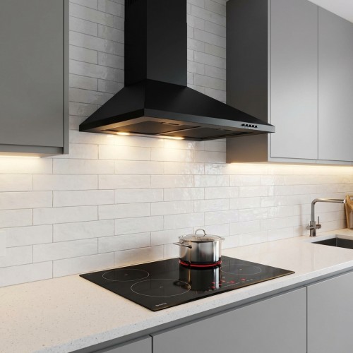 Kamin Wandhaube Edelstahl oder Schwarz 60 cm