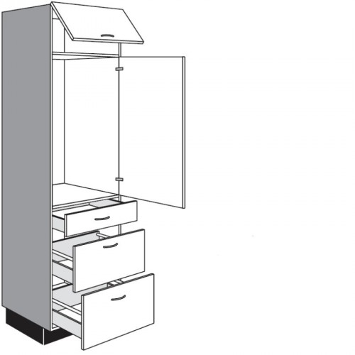 Seitenschrank für Einbaugeräte mit 2 Auszüge und 1 Geräte-Drehtür