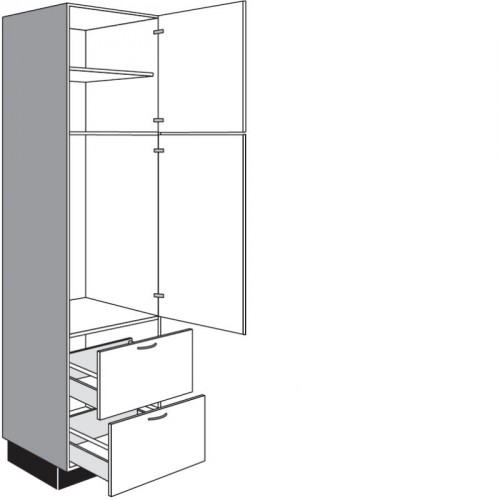 Seitenschrank für Einbaugeräte mit 1 Drehtür und 2 Auszüge