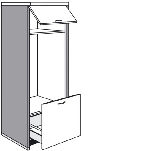 Modulschrank für hocheingebaute Geschirrspüler mit 1 Auszug, 1 Klappe inkl. Wangen 25 mm