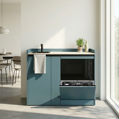modulLINE ML 120F MSP Miniküche aus Holz mit Mikrowelle und Geschirrspüler modulLINE ML 120F MSP Miniküche aus Holz mit Mikrowelle und Geschirrspüler