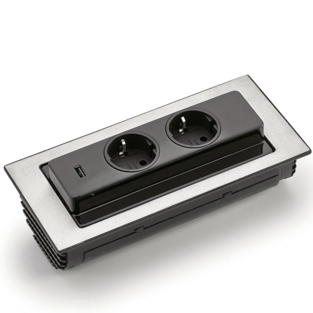 Evoline BackFlipUSB Steckdosenelement 2fach mit USB