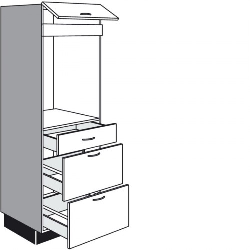 Highboard für Einbaugeräte mit 2 Auszüge und 1 Schubkasten