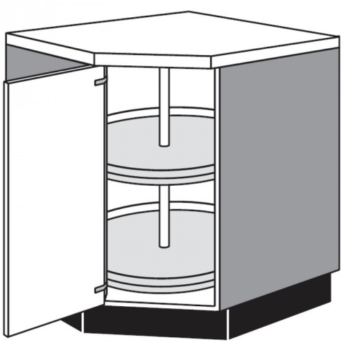 Eck-Unterschrank 1 Drehtür und 2 Kunststoff-Drehtellern 