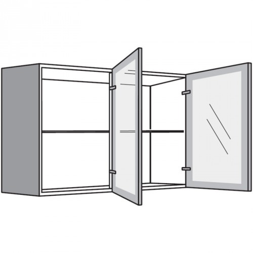 Hängeschrank mit 2 Glasdrehtüren Vollglas