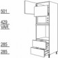 Hochschrank für Geräte-Umbauten, Backofen und Mikrowelle 590, 370 mm Nische [2/9]