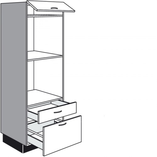 Highboard für Einbaugeräte mit 1 Auszug 1 Schubkasten und 1 Klappe