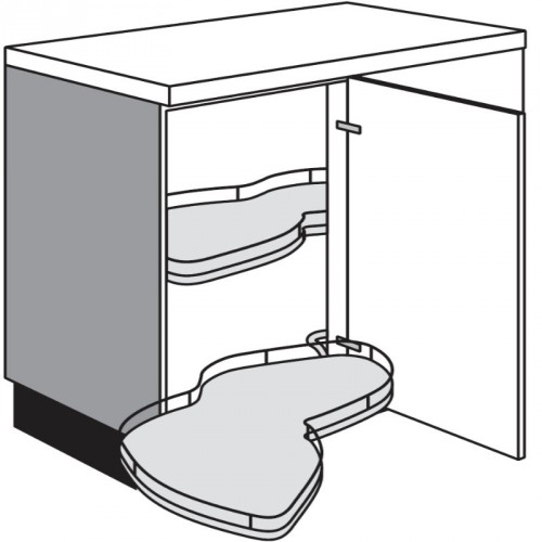 Eckunterschrank mit 2 voll ausschwenkbare LeMans Drehböden